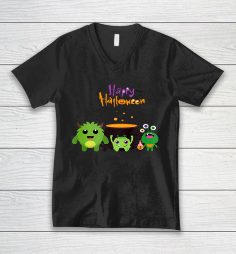 Happy Halloween Matching Family Cute Monster V-Neck T-Shirt
