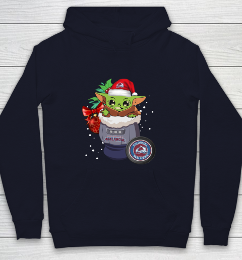 Colorado Avalanche Christmas Baby Yoda Star Wars Funny Happy NHL Youth Hoodie 3
