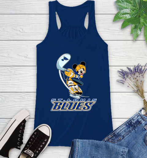 NHL Hockey St.Louis Blues Cheerful Mickey Mouse Shirt Racerback Tank 8