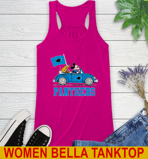 NFL Football Carolina Panthers Pluto Mickey Driving Disney Shirt Racerback Tank 8
