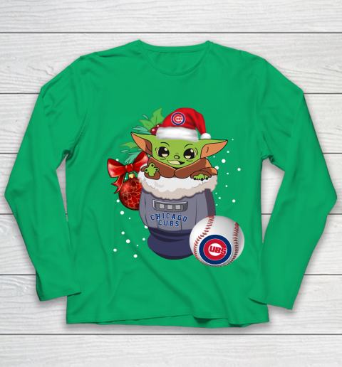 Chicago Cubs Christmas Baby Yoda Star Wars Funny Happy MLB Youth Long Sleeve 6