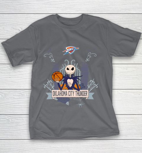 NBA Oklahoma City Thunder Basketball Jack Skellington Halloween Youth T-Shirt 5