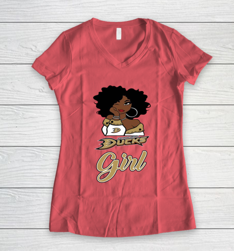 Anaheim Ducks Girl NHL Women's V-Neck T-Shirt 6