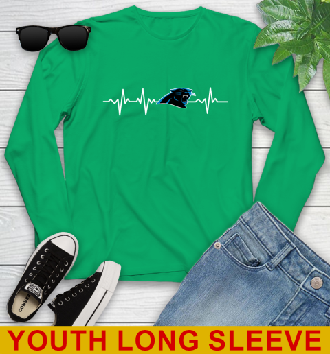 Carolina Panthers NFL Football Heart Beat Shirt Youth Long Sleeve 7