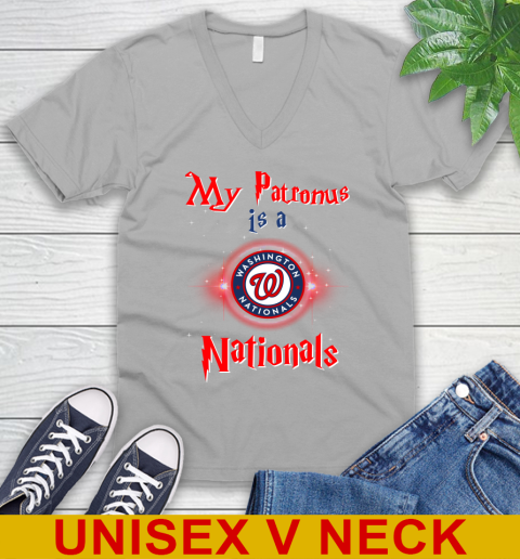 MLB Baseball Harry Potter My Patronus Is A Washington Nationals V-Neck T-Shirt 3