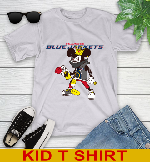 Columbus Blue Jackets NHL Hockey Mickey Peace Sign Sports Youth T-Shirt 5