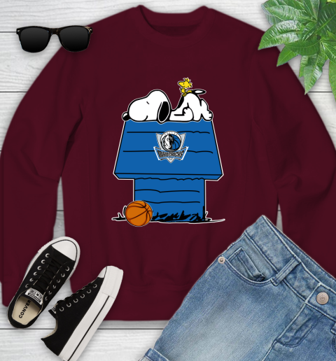 Dallas Mavericks NBA Basketball Snoopy Woodstock The Peanuts Movie Youth Sweatshirt 5