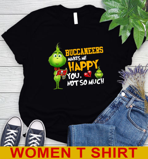 NFL Tampa Bay Buccaneers Makes Me Happy You Not So Much Grinch Football Sports Women's T-Shirt