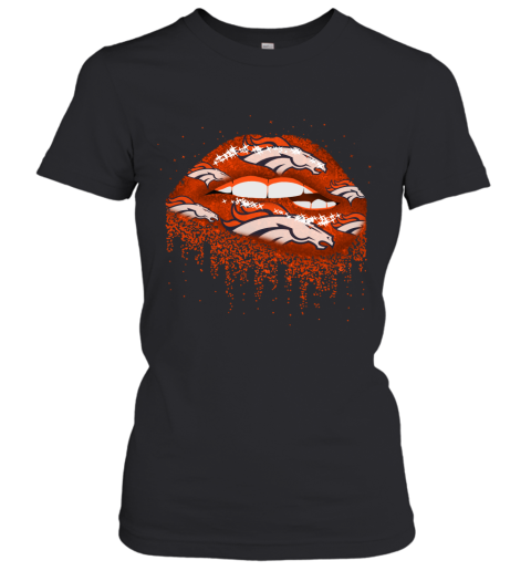 Biting Glossy Lips Sexy Denver Broncos NFL Football Women's T-Shirt