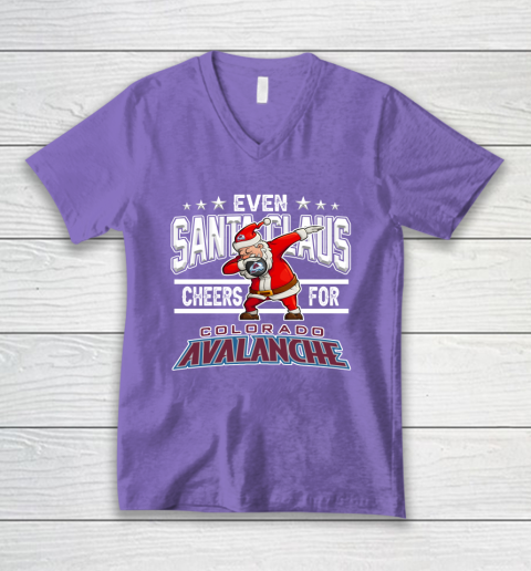 Colorado Avalanche Even Santa Claus Cheers For Christmas NHL V-Neck T-Shirt 8