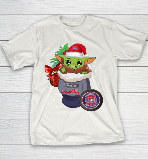 Montreal Canadiens Christmas Baby Yoda Star Wars Funny Happy NHL Youth T-Shirt 3