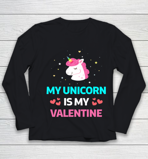 Funny Valentines Day Shirt Unicorn Is My Valentine Youth Long Sleeve