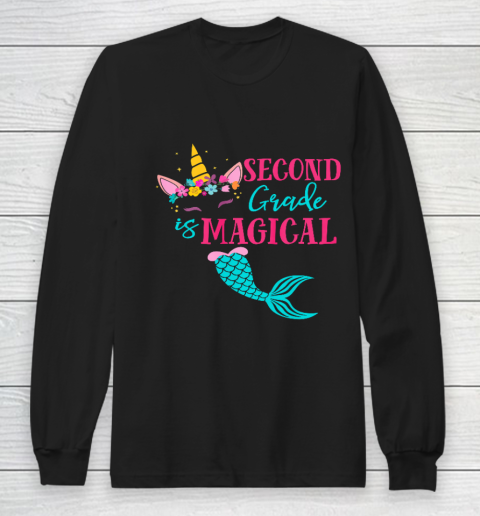 Second Grade Unicorn Mermaid Back To School Girls 2nd Grade Long Sleeve T-Shirt 9
