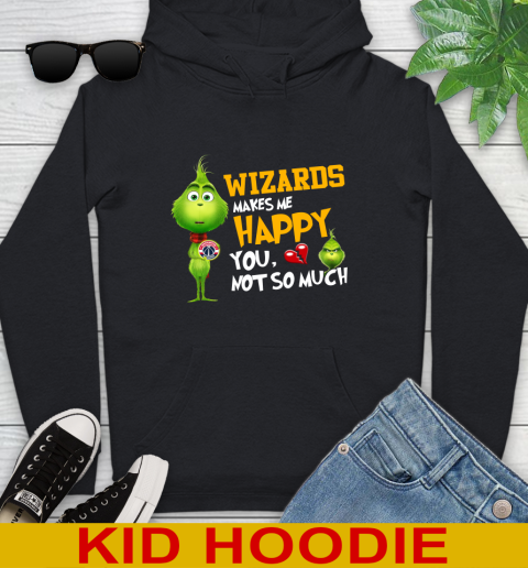 NBA Washington Wizards Makes Me Happy You Not So Much Grinch Basketball Sports Youth Hoodie