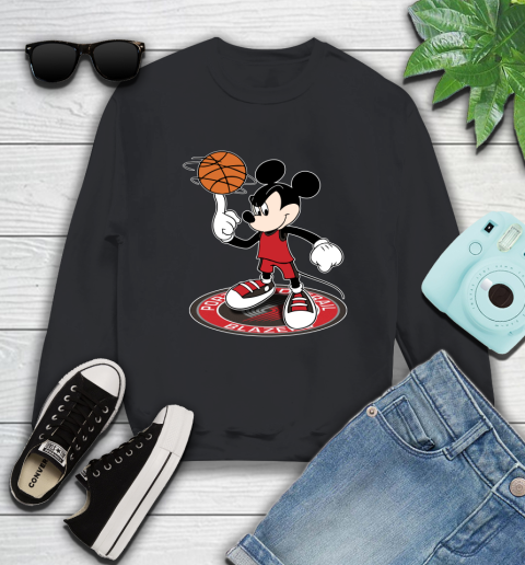 NBA Basketball Portland Trail Blazers Cheerful Mickey Disney Shirt Sweatshirt