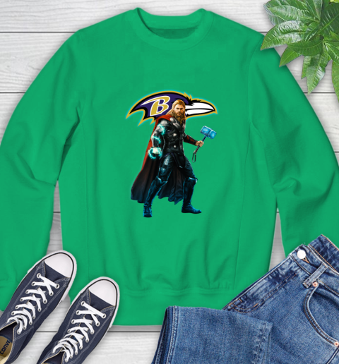 NFL Thor Avengers Endgame Football Baltimore Ravens Sweatshirt 6