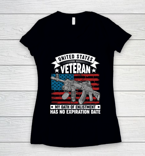 Veteran Shirt United States Veteran My Oath Of Enlistment Has No Expiration Date Women's V-Neck T-Shirt