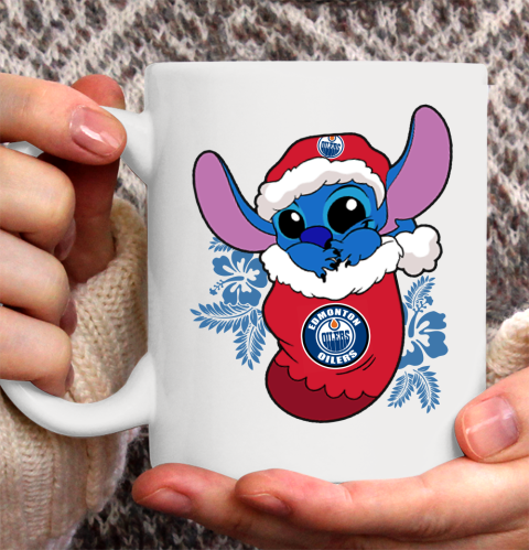 Edmonton Oilers Christmas Stitch In The Sock Funny Disney NHL Ceramic Mug 11oz 2
