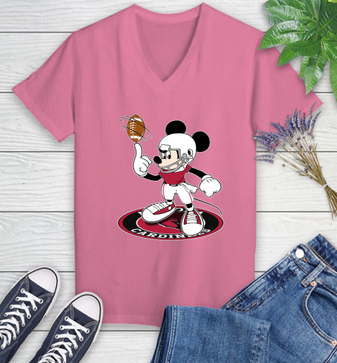 NFL Football Arizona Cardinals Cheerful Mickey Disney Shirt fish pond Women's V-Neck T-Shirt 11