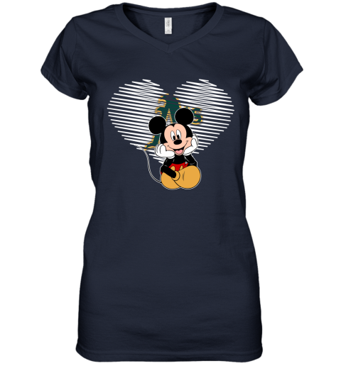 MLB Oakland Athletics The Heart Mickey Mouse Disney Baseball T Shirt 6NC8CuLn2J0 women v neck t shirt 39 95 151514 front navy