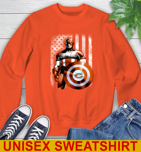 Chicago Bears NFL Football Captain America Marvel Avengers American Flag Shirt Sweatshirt 3