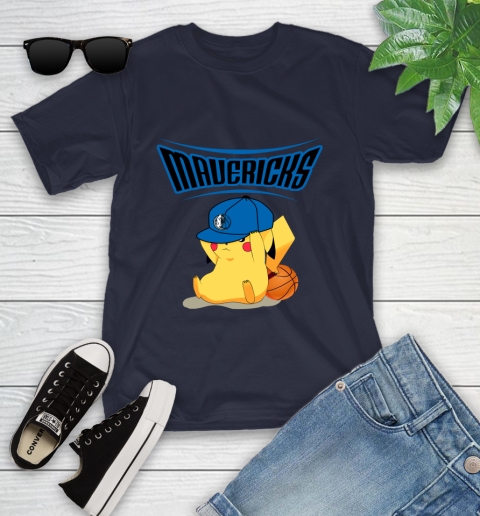 NBA Pikachu Basketball Sports Dallas Mavericks Youth T-Shirt 3