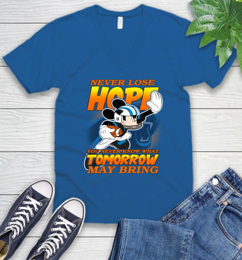 Carolina Panthers NFL Football Mickey Disney Never Lose Hope V-Neck T-Shirt 5