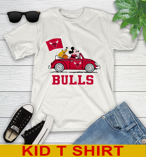 NBA Basketball Chicago Bulls Pluto Mickey Driving Disney Shirt Youth T-Shirt