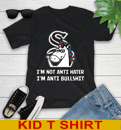 Chicago White Sox MLB Baseball Unicorn I'm Not Anti Hater I'm Anti Bullshit Youth T-Shirt 2