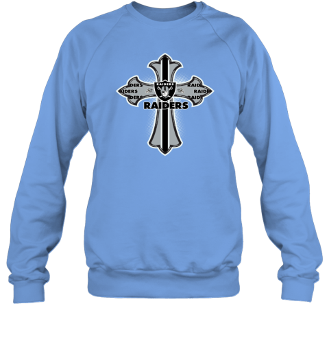 NFL Black Crusader Cross Oakland Raiders Sweatshirt mhdd nfl black crusader cross oakland raiders sweatshirt 35 front carolina blue