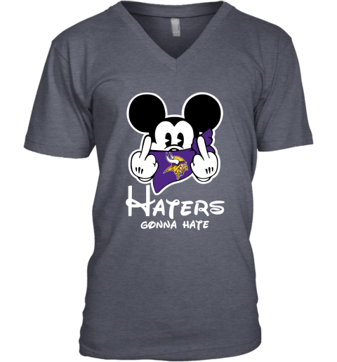 NFL Minnesota Vikings Haters Gonna Hate Mickey Mouse Disney Football T Shirt xtD7qsSqJKR v neck unisex 8 95 151514 front heather navy
