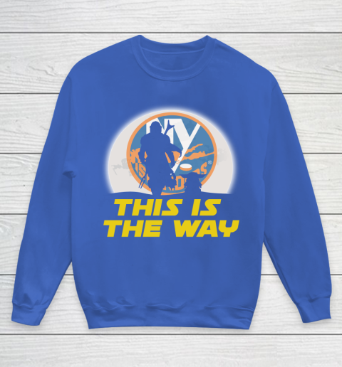 New York Islanders NHL Ice Hockey Star Wars Yoda And Mandalorian This Is The Way Youth Sweatshirt 6