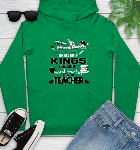 Los Angeles Kings NHL I'm A Difference Making Student Caring Hockey Loving Kinda Teacher Youth Hoodie 9