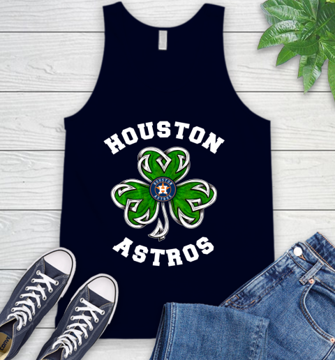 MLB Houston Astros Three Leaf Clover St Patrick's Day Baseball Sports Tank Top 2