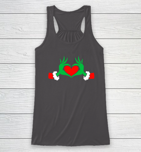 Funny Elf With Cute Heart Hands Style Christmas Costumes Racerback Tank - Image 7