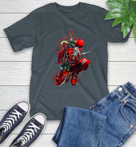 NFL Deadpool Marvel Comics Sports Football New Orleans Saints T-Shirt 9