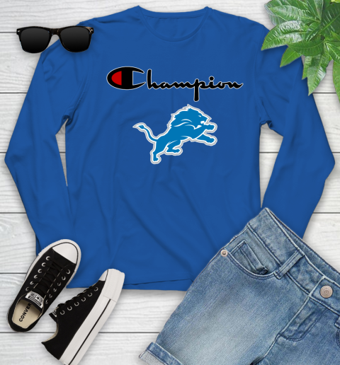 NFL Football Detroit Lions Champion Shirt Youth Long Sleeve 7
