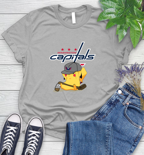 NHL Pikachu Hockey Sports Washington Capitals Women's T-Shirt 5