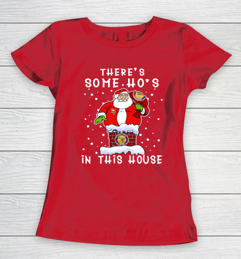 Minnesota Vikings Christmas There Is Some Hos In This House Santa Stuck In The Chimney NFL Women's T-Shirt 9