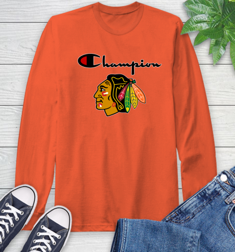 NHL Hockey Chicago Blackhawks Champion Shirt Long Sleeve T-Shirt 3