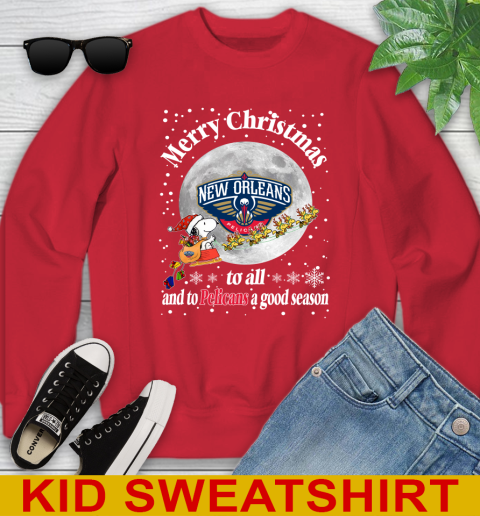 New Orleans Pelicans Merry Christmas To All And To Pelicans A Good Season NBA Basketball Sports Youth Sweatshirt 7