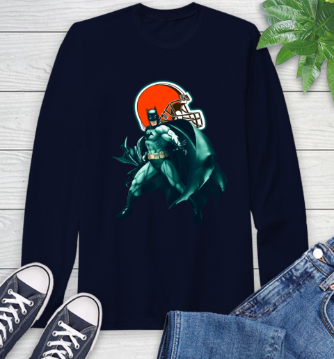 NFL Batman Football Sports Cleveland Browns Long Sleeve T-Shirt 4