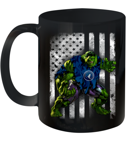 Minnesota Timberwolves Hulk Marvel Avengers NBA Basketball American Flag Ceramic Mug 11oz