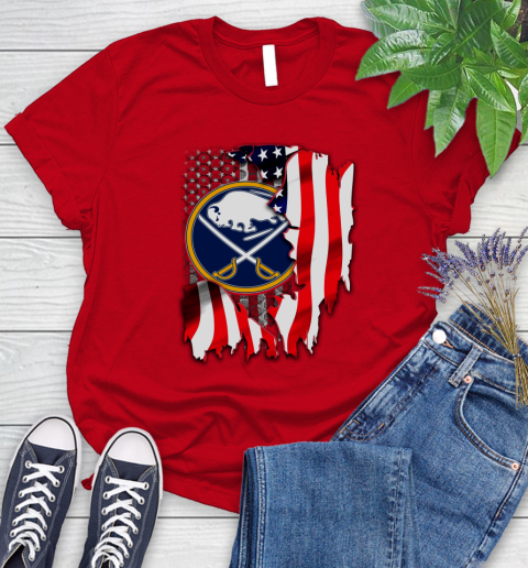 Buffalo Sabres NHL Hockey American Flag Women's T-Shirt 13