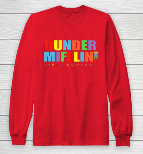 The Office Dunder Mifflin Rainbow Letters Long Sleeve T-Shirt 7
