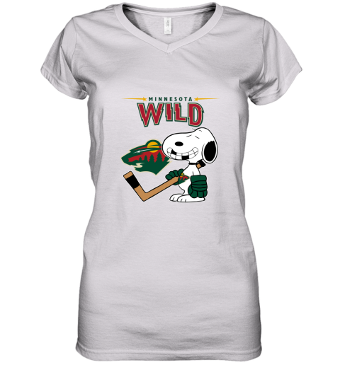Minnesota Wild Ice Hockey Broken Teeth Snoopy NHL Women's V-Neck T-Shirt