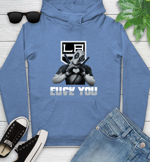 NHL Los Angeles Kings Deadpool Love You Fuck You Hockey Sports Youth Hoodie 13