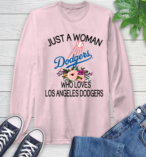 MLB Just A Woman Who Loves Los Angeles Dodgers Baseball Sports Long Sleeve T-Shirt 8