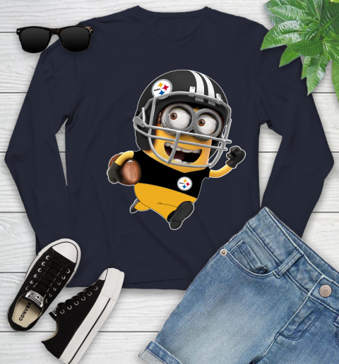 NFL Pittsburgh Steelers Minions Disney Football Sports Youth Long Sleeve 3