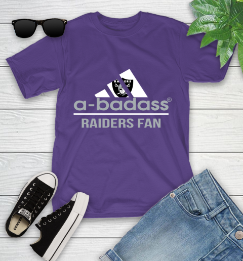 NFL A Badass Oakland Raiders Fan Adidas Football Sports Youth T-Shirt 3